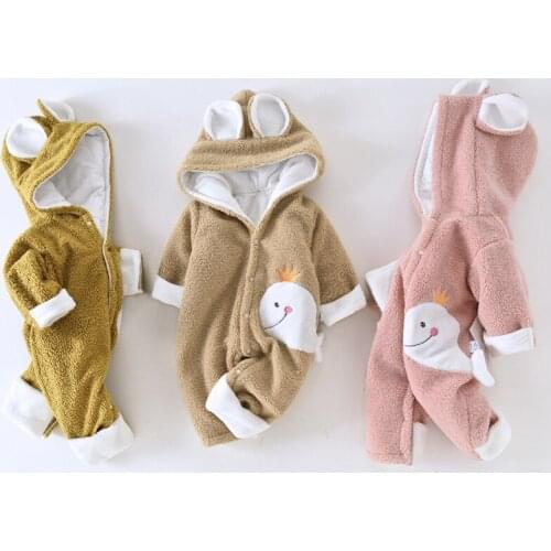Winter Toddler Baby Jumpsuit Clothes Newborn Infant Overall Clothing Soft Fleece Hooded Baby Boys Girls Outwear Rompers 0-12M