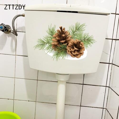 ZTTZDY 26.5×17.4CM Pine Branch And Pine Cones Fashion WC Toilet Decoration Home Wall Stickers Decals T6-0216