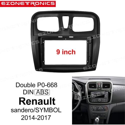 1-2Din Car DVD Frame Plug Audio Fitting Adaptor Dash Trim Kits Facia Panel 9inch For Renault sandero/SYMBOL 2014-17Radio Player