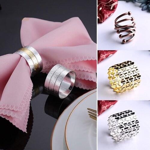 1PC Gold Silver Napkin Ring Buckles Wedding Event Desk Buckles Decoration Hollow Out Napkin Holder Party Supplies
