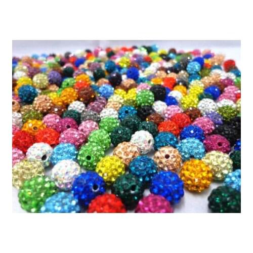 10mm 100pcs/lot Mixed color in random Micro Pave Disco Ball Beads jewerly making bead Lot Bracelet DIY jewelry crystal