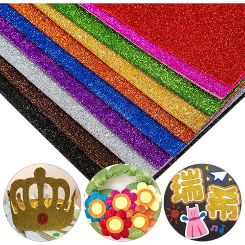 10Pcs Foamiran Glitter Foam Paper DIY Kraft Sponge Paper Gold Powder Glitter Handmade Paper Crafts Wedding Party Supplies