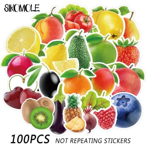 100pcs Fruit Vegetable Green Plant Doodle Stickers Child Sticker For Car Laptop Skateboard Motorcycle Trolley Cartoon Sticker F5