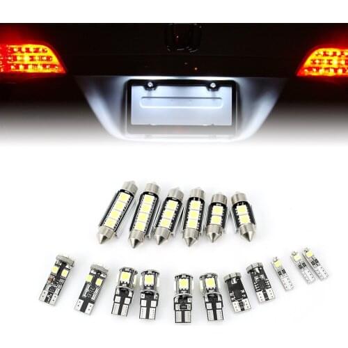 17Pcs W5W T10 LED Car Interior Reading Dome Lights For BMW E90 E91 E92 3 Series Error Free Premium White LED Light Package Sets