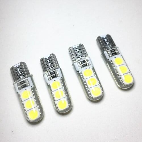 4PCS T10 W5W LED 6 SMD Silicone Shell Car Reading Dome Lamp 194 2825 WY5W Silica Gel Waterproof Wedge Light Auto Parking Bulb