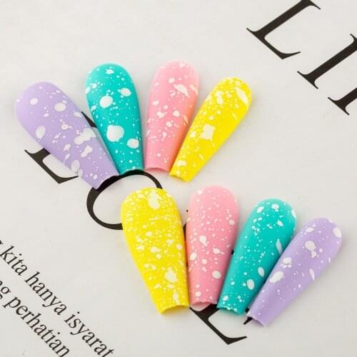 40Pcs Paper Card Packing Matte Snowflake Mix Color Press on Nails High Quality False Nails Ballerina Coffin Tips Nail Art