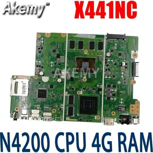 AKemy X441NC REV2.1 fit For ASUS X441NA X441N N4200 CPU Laptop motherboard 4GB memory GT810M test motherboard work 100