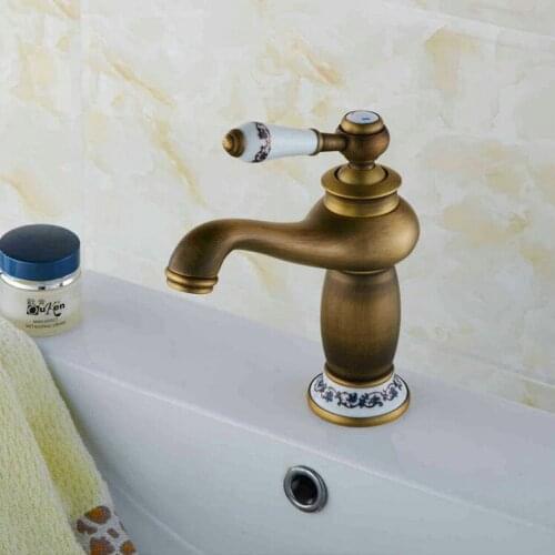 Antique Ceramic golden bathroom basin mixer tap with top quality solid brass bathroom basin sink water faucet