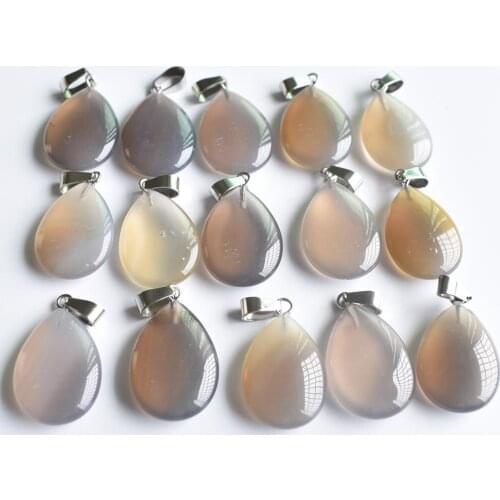 Free shipping 24pcs/lot wholesale high quality Natural grey onyx water drop shape pendants Charms fit Necklaces jewelry making