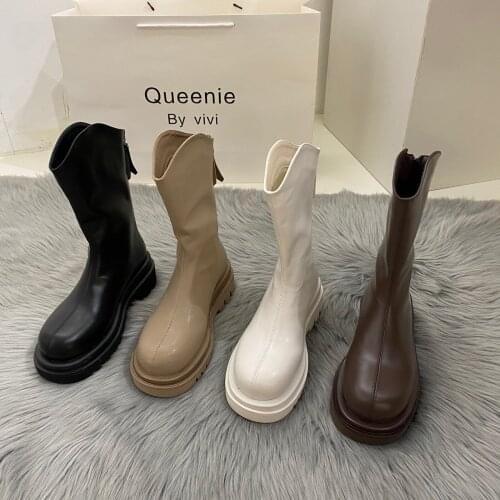 Brand Platform Motorcycle Boots Women Chelsea Boots Round Toe Ankle Boots Lace Up Short Booties Footwear Fashion Botas Mujer