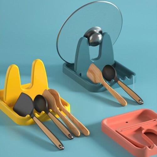 Household Plastic Spoon Rest Kitchen Storage Creative Pot Lid Rack Multi Function Utensils Rack Soup Spoon Spatula Storage Rack