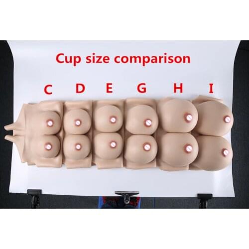 C/D/E/G/H/I cup Silicone Breast for Male Cosplay Crossdresser Shemale Transgender Half Body Forms False Large Boobs