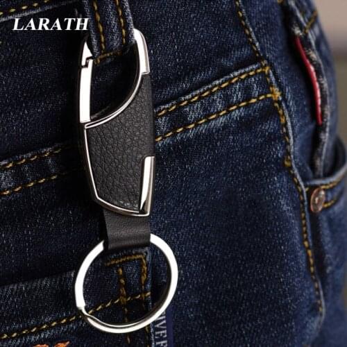 Mens Key Chain Metal Genuine Leather Car Key Ring Chain Holiday Gift