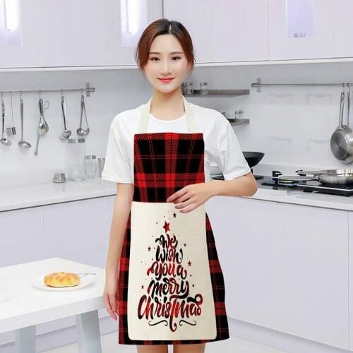 Cotton Linen Sleeveless Chef Cooking Aprons Kitchen Accessories 68X55CM Christmas Women Kitchen Apron
