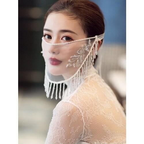 Brand New Bride Wedding Veil Cover Face Fairy Sexy Portrait Thin Through Fringed Mask Fringed Veil