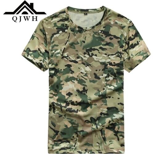 Hot 2020 Outdoor Summer T-shirt men O-Neck breathable Quickly drying Camouflage Combat uniform commando tactics Hiking Tshirt