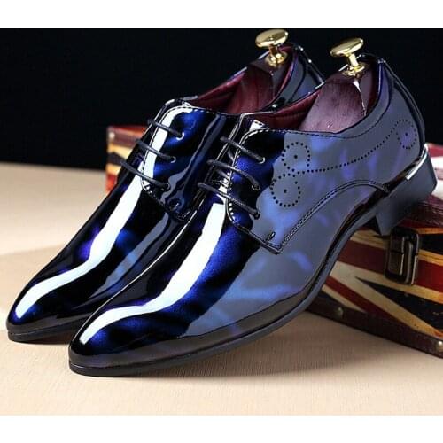 HAIZHONGXU Men's Patent Leather Shoes