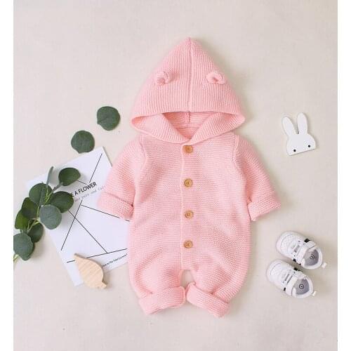 Baby Rompers Solid Color Knitted Autumn Newborn Boys Jumpsuits Girls Clothes Winter Long Sleeve Toddler Sweater Children Overall