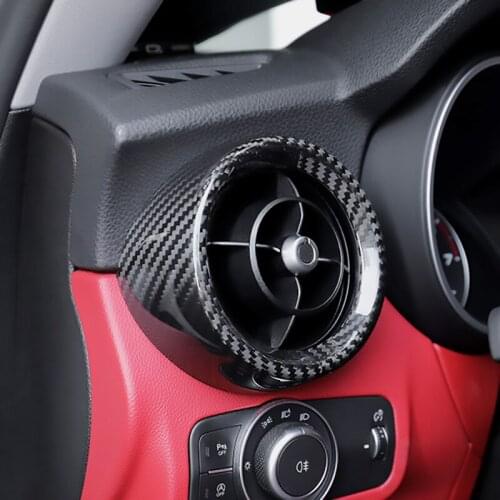 2017-2021 Alfa Romeo Stelvio Dashboard Console Air Conditioning Air Outlet AC Vent Cover Trim with Real Carbon Fiber