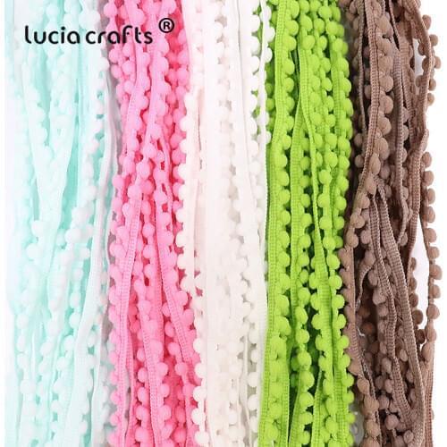 Lucia Crafts 2/12/24yard 10mm Pom Trim Ball Braid Lace Fringe Ribbons Fabric DIY Sewing Handmade Accessory K0601