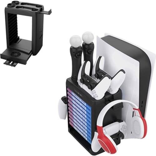 Game Host Multi-Function Cooling Base Disc Storage Rack Handle Charging Base Move Handle Base Is Used for Ps5