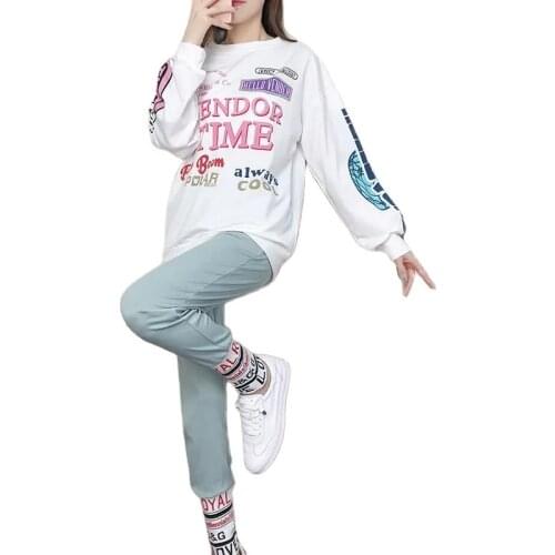 Fashion Two Piece Set Women Sports And Leisure 2021 Hip-Hop Printing New Autumn Loose Womens Clothing With Free Shipping