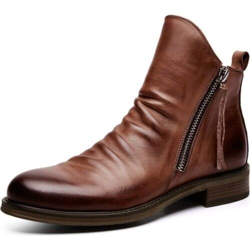 Original Leather Boots Men 2020 Autumn Shoes Male Leather Casual Boots Men Comfy Anti-Slip Lace-up Boots 2020