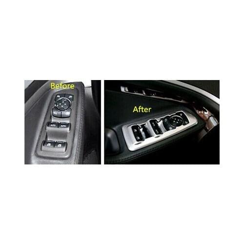 ABS Matte Inner Door Window Lift Button Trim 4pcs For Ford Explorer 2011 - 2014