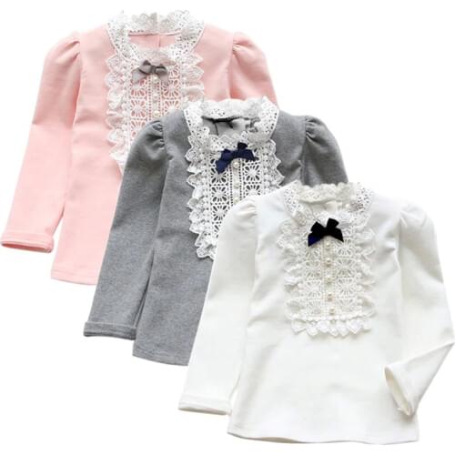 2017 Spring Fashion New domeiland Baby Girls Clothing Cute Lace Long Floral Sleeve Blouse Ruffle Blouse Tops