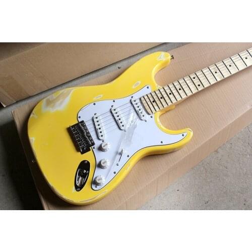 Factory wholesale scallop Maple neck retro electric guitar and White Pickguard, chrome hardware, provide cutting, free deliver