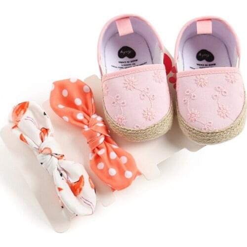 Baby Girls Autumn Shoes First Walkers Non-slip Soft-soled Toddler Shoes Sweet Hair Accessories Baby Girl Accessories