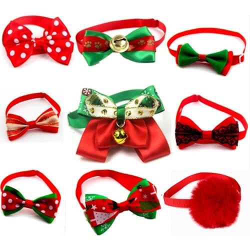 Christmas Holiday Pet Cat Dog Collar Bow Tie Adjustable Neck Strap Cat Dog Grooming Accessories Pet Product Supplies Christmas
