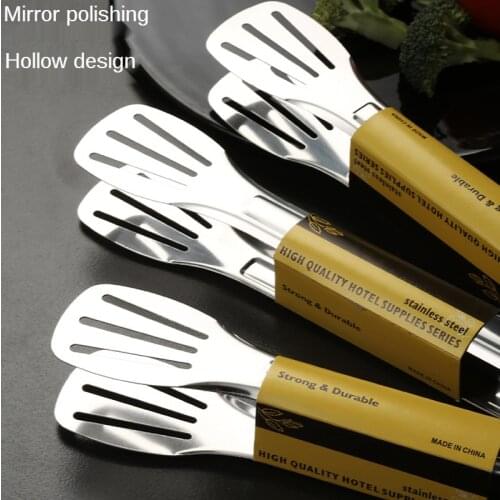 Stainless steel food clip thickened Food Tong Fried barbecue steak steamed bread barbecue buffet grill fork cooking