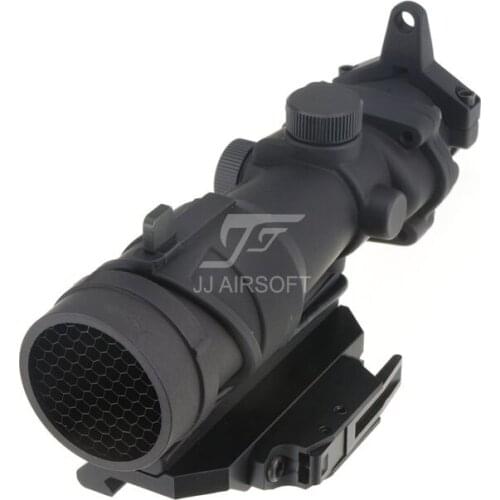 JJ Airsoft ACOG Style 4x32 Scope with Killflash / Kill Flash , AC12033 Bobro Style Quick Release / QD Mount (Black/Tan)