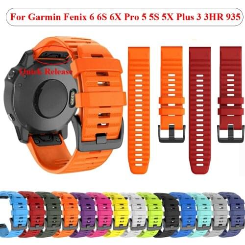 20 22 26mm Smart Watch Band Silicone Straps For Garmin Fenix 6 6S 6X Pro 5X 5 5S 3HR 935 Quick Release Watchband Bracelet Correa