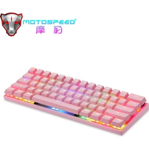 Pink Motospeed RGB Gaming Mechanical Keyboard 61 Keys Red Blue Switch LED Backlight Wired/Bluetooth Portable Keyboards For Gamer