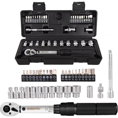 2-20Nm 1/4 Preset Torque Wrench Socket Bit Toolbox Hand Tool Sets Bicycle Fix 35 in 1 Household Multipurpose Utility Tool Kit