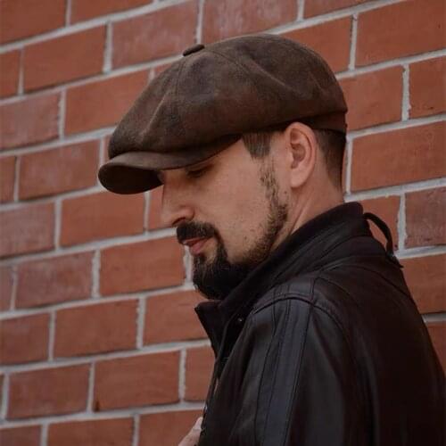Unisex Newsboy Hats Vintage Herringbone Octagon Caps For Men Autumn Winter Warm Suede Berets Hat For Male Detective Hats Boina