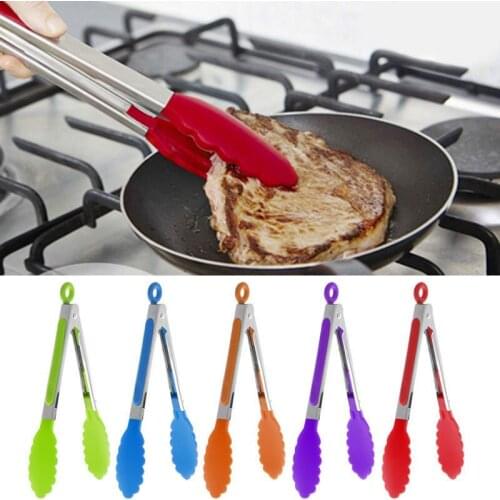 Food Grade Silicone Food Tong Kitchen Tongs Utensil Cooking Tong Clip Clamp Accessories Salad Serving BBQ Tools