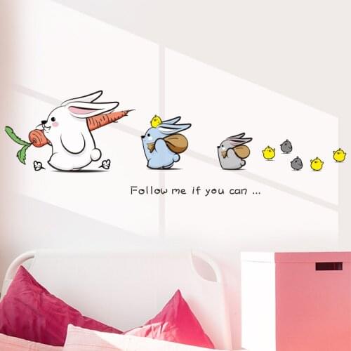 [shijuekongjian] Cartoon Rabbits Wall Stickers DIY Animal Wal Decor Decals for Kids Bedroom Baby Room Nursery House Decoration