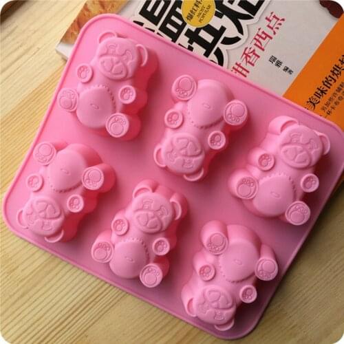 6 Cavity Bear Shape Silicone Cake Baking Molds DIY Handmade Soap Mold Bakeware Cake Decorating Tools