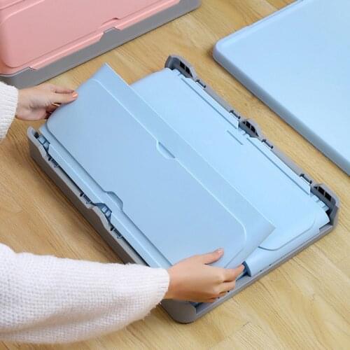 Folding Clothes Storage Box Plastic Lid Closet Organizer Large Capacity Books Cloth Organization for Car Container 35L R2051