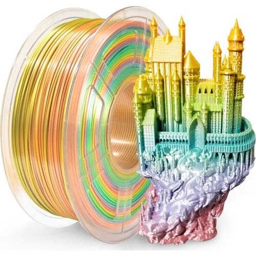 SUNLU 3D printing Silk Rainbow 1.75mm 1kg For FDM Printer Shiny Color Silk Feeling PLA Filament Silk Texture Printing Materials