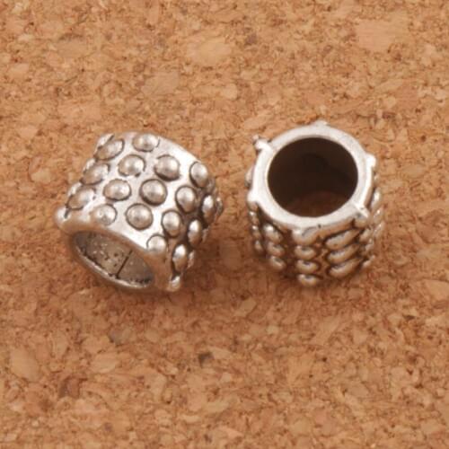 Dots Alloy Metal Big Hole Beads 8.4x8.4x7.4mm 43pcs Zinc Alloy Fit European Charm Bracelets Jewelry DIY L1466