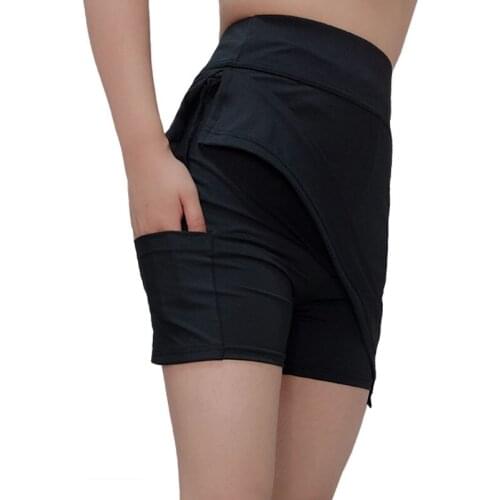 Short Skirt Womens Spring And Summer Fashion Women 2-In-1 Sports Running Pocket Skirts Shorts Pencil Walk Proof Trouser Skirt