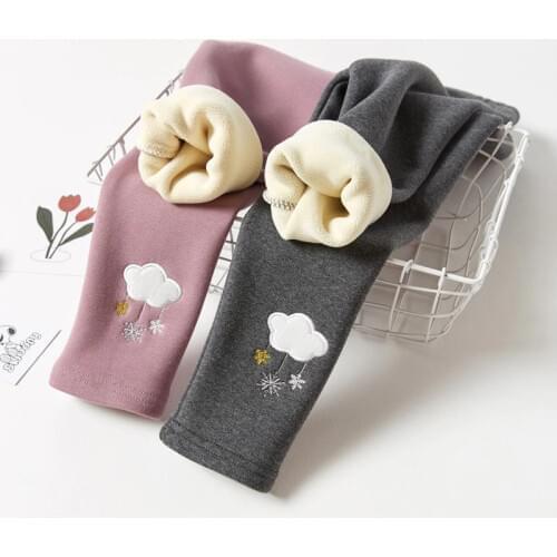 Winter Plush childrens pants Korean childrens pants cloud snow 95% cotton girls' Leggings childrens warm pants