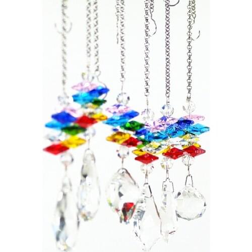 10pcs/lot 260mm(H) Beautiful K9 Crystal Suncatchers In Garden Crystal Hanging Colorful Flower Chains For Wedding Decoration