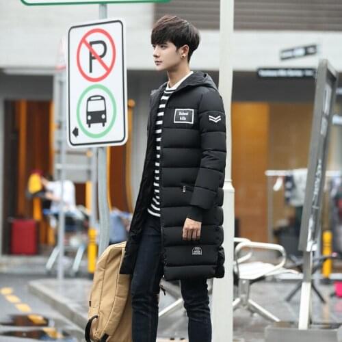 2017 fashion hooded triangle patch printed long section of Warm Cotton Mens Cotton A209-W379-P100