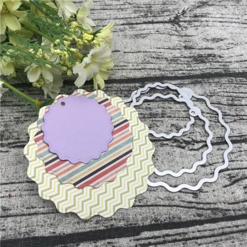 3PCS Round label tag Metal Cutting Dies Stencils For Card Making Decorative Embossing Suit Paper Cards Stamp DIY