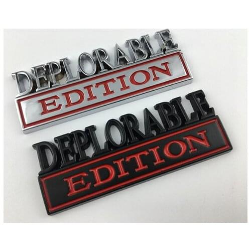 3D Black Metal DEPLORABLE EDITION Emblem Auto Trunk Fender Badge Decal Stickers Car Accessories